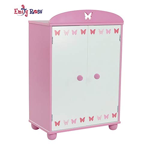 Emily Rose 14 Inch Doll Furniture, Pink Doll Armoire/Closet with Star  Detail Comes with 5 Doll Clothes Hangers