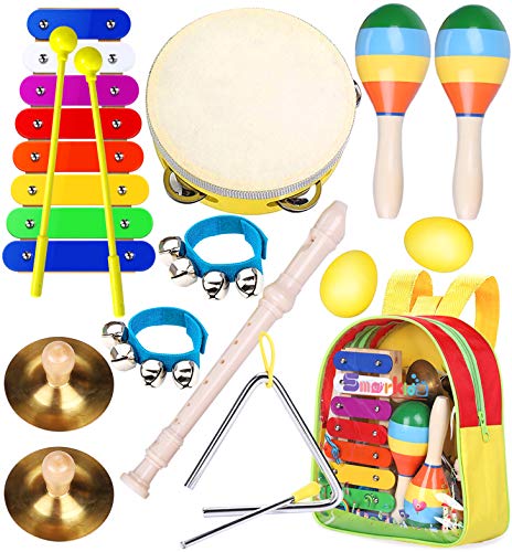 Yeacher 10 Pouces Tambourin de Poche Double Rangée Tambourin Tambour Set  Instrument à Percussion Musical Jouet Éducatif Instrument pour Église  Performance Enfants Adultes avec Tuning Key Rouge 