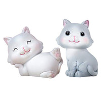 Garneck 2pcs Miniature Cat Figure Cat Characters Toys Mini Figure Collection Playset Home Decor Landscape Ornament (C,D)