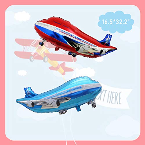 Airplane Ballons Cartoon Flying Party Birthday Foil Ballon Decor Aircraft  Kids Toy(Blue)