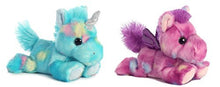 Load image into Gallery viewer, Bundle of 2 Aurora 7&quot; Stuffed Beanbag Animals - Blueberry Ripple Unicorn &amp; Tutti Frutti Pegasus
