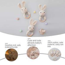Load image into Gallery viewer, Wooden Baby Rattle Lovely Crochet Bunny Ring Rattle Baby Toys,Beige Bunny
