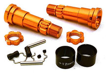 Load image into Gallery viewer, Integy RC Model Hop-ups C27096ORANGE Billet Machined +12mm Ext. Stub Axles for C27070, C27071 &amp; C27072

