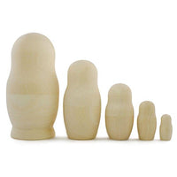 BestPysanky Set of 5 Blank Unpainted Wooden Nesting Dolls 5.75 Inches