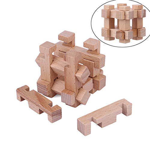 Wooden Brain Teaser Puzzle Iq Test Toy Kongming Lock Puzzle Metal