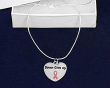 Load image into Gallery viewer, Breast Cancer&quot;Never Give Up&quot; Pink Necklaces (5 Necklaces)
