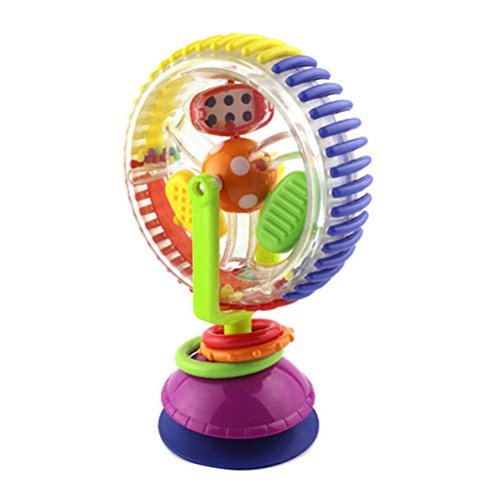Home Toy Baby Rattle Toys with Paperboard Tricolor Multi- Touch Rotating Ferris Wheel Suckers Toy Creative Educational Baby Toys (Random Color)