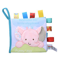 Baby 3D Cloth Book Sound Making Rattle,Intelligence Activity Stroller Pendant Toy - Elephant