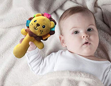 Load image into Gallery viewer, Soft Baby Rattle Toys for 0 3 6 9 Month Plush Lion Stuffed Animal Hand Rattles Squeaker Sticks for Toddlers Girls Boys
