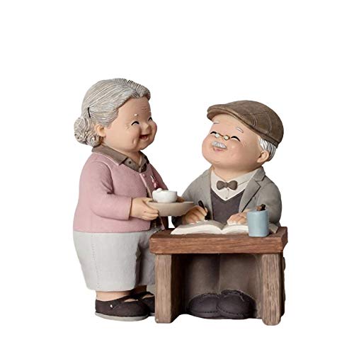 TOTAMALA Sweetheart Lovers Stay Together and Present a Gift Anniversary Wedding Resin Loving Elderly Couple Figurines Decoration for Grandparents Parents (F)