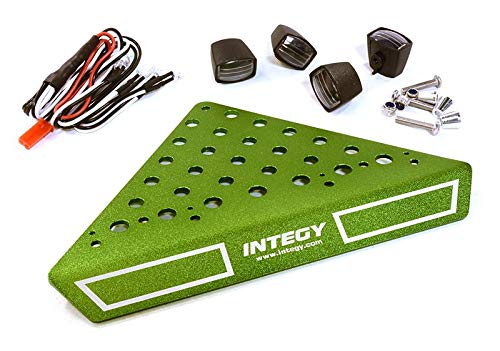 Integy RC Model Hop-ups C27028GREEN Roof Top Alloy Armor Protection Plate w/Lights for 1/10 Scale Crawler (W=148mm)