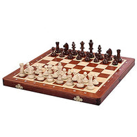 LANGWEI Wooden Chess Set, Portable Folding Chess Set | Handmade Wooden Pieces Board Travel Games for Kids Christmas Birthday Premium Gift