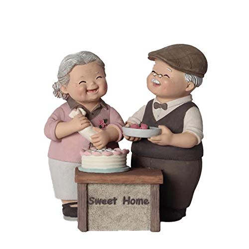 TOTAMALA Sweetheart Lovers Stay Together and Present a Gift Anniversary Wedding Resin Loving Elderly Couple Figurines Decoration for Grandparents Parents (K)