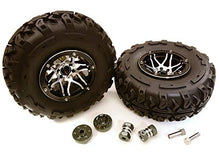 Load image into Gallery viewer, Integy RC Model Hop-ups C27040BLACK 2.2x1.75-in. High Mass Alloy Wheel, Tires &amp; 14mm Offset Hubs for 1/10 Crawler
