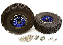 Load image into Gallery viewer, Integy RC Model Hop-ups C27039BLUE 2.2x1.5-in. High Mass Alloy Wheel, Tires &amp; 14mm Offset Hubs for 1/10 Crawler
