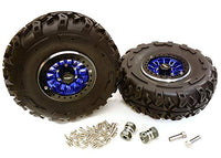 Integy RC Model Hop-ups C27039BLUE 2.2x1.5-in. High Mass Alloy Wheel, Tires & 14mm Offset Hubs for 1/10 Crawler