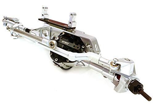 Integy RC Model Hop-ups C27114SILVER Billet Machined Complete Front Axle Assembly for Axial 1/10 RR10 Bomber 4WD