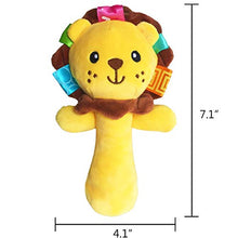 Load image into Gallery viewer, Soft Baby Rattle Toys for 0 3 6 9 Month Plush Lion Stuffed Animal Hand Rattles Squeaker Sticks for Toddlers Girls Boys
