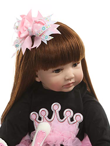 iCradle Cute 24inch 60CM Reborn Baby Doll Long Hair Girl Doll Soft