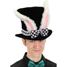 Load image into Gallery viewer, Toyvian White Rabbit Hat Velvet Bunny Top Hat with Ear and Bow Plush Party Top Hat for Easter Wonderland Party Cosplay Props
