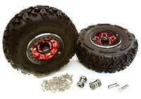 Integy RC Model Hop-ups C27037RED 2.2x1.5-in. High Mass Alloy Wheel, Tires & 14mm Offset Hubs for 1/10 Crawler