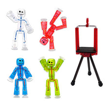Load image into Gallery viewer, Zing Stikbots, Set of 4 Clear Stikbot Poseable Action Figures and Mobile Phone Tripod, Stop Motion Animation Toys, Great for Kids Ages 4 and Up
