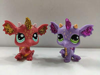 2pcs/Lot Littlest pet Shop Rare Lps Red & Purple Sparkle Glitter Dragon