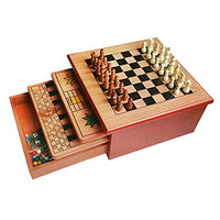 LANGWEI 10 in 1 Travel Chess Set, Checkers Snake Chess Toys Gift Chess Boards Game Set Backgammon Set | Wooden Chess Board Educational Toys for Kids and Adults,a