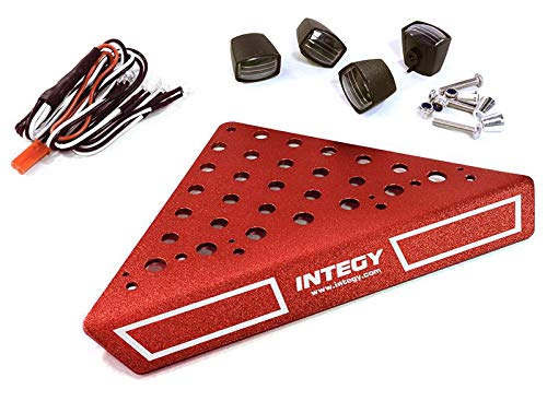 Integy RC Model Hop-ups C27028RED Roof Top Alloy Armor Protection Plate w/Lights for 1/10 Scale Crawler (W=148mm)