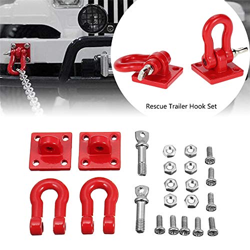 redcolourful 1 Pair Metal Trailer Hook Shackles Buckle for W-PL/D90 RC Car Crawler Military Truck Parts High-Grade Project