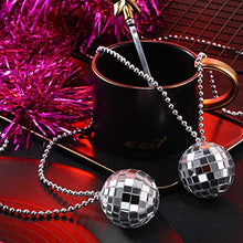 Load image into Gallery viewer, 12 Piece Mirror Disco Ball Necklaces 70s Disco Party Necklaces for Home Decorations, Stage Props, Game Accessories, School Festivals,Halloween Party Favor and Supplies (Silver)
