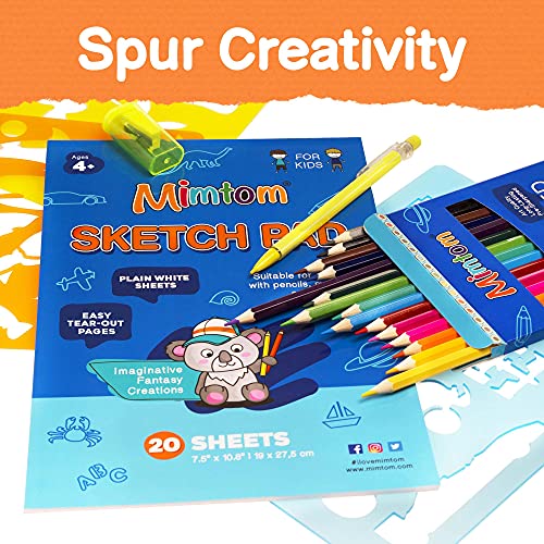 Mimtom Drawing Stencil Kit for Kids, 58 PC Art Set with 370+ Shapes, Sketch  Pad