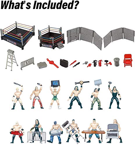 Mini Wrestling Ring Playset with Figures & Accessories 