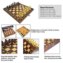 Load image into Gallery viewer, LANGWEI Folding Wooden Chess Set, 3 in 1 Chess Checkers Backgammon Set, Portable Travel Chess Board Games for Beginners and Kids,11.4 * 11.4&quot;
