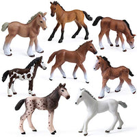 UANDME 8PCS Horse Foal Toy Figures, Realistic Horse Pony Toy, Plastic Horse Figurines, Horse Animal Toys for Girls and Boys, Horse Club Cake Topper Party Decoration