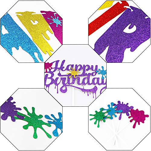 UTOPP Slime Birthday Party Decorations Kit - Slime Birthday Banner Slime  Happy Birthday Cake Topper and 30Pcs Colorful Balloons for Slime Party,Baby  Shower,Paint Art Party,Neon Glow Party Supplies