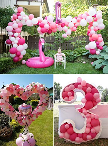 PartyWoo Balloons Pink, 100 pcs 12 in Fuchsia Balloons, White Pink Bal