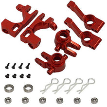 Load image into Gallery viewer, Aluminum Steering Blocks Caster Stub Axle Carriers C-Hubs Ball Bearings for Traxxas 1/10 Slash 4x4 6837X 6832X 1952X, TAKANISHI (Red)
