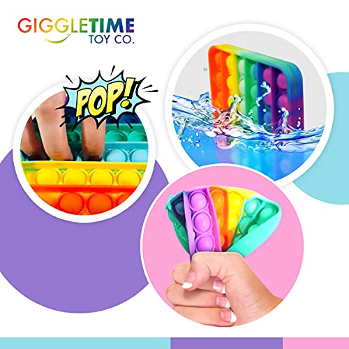 Giggle Time Bubble Push Poppers - 2 Pack - Sensory Fidget Toys - Relieves  Stress & Anxiety, Autism ADHD Fidget Toys for Kids and Adults, Silicone