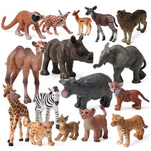 Load image into Gallery viewer, 16pcs Baby Safari Animals Figures Realistic Wildlife Creatures Figurines Baby Animals African Jungle Zoo Miniature Toys Cake Toppers Birthday Gift for Kids
