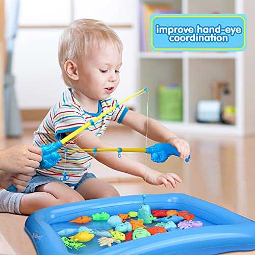 TOY Life Kids Magnetic Fishing Game with Toy Fishing Pole, Fishing