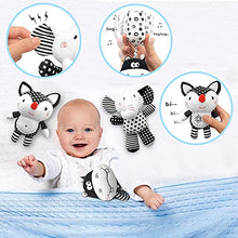 Load image into Gallery viewer, Euyecety Hanging Rattles Toys White &amp; Black Stroller Toy, Newborn Toys Infant Toys Crib Toys, Soft Plush for Stroller Car Seat Crib with Wind Chimes, Best Baby Gift for 0,3,6,9,12,18 Months (3 Packs)
