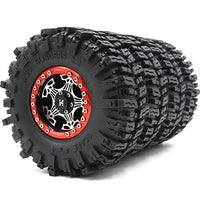 hobbysoul 4pcs RC 2.2 Mud Slingers Tires Rock Crawler Tyres Height 124mm/4.88inch & Aluminium Alloy Ghost 2.2 Beadlock Wheels Rims