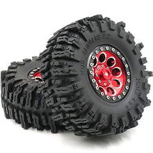Load image into Gallery viewer, hobbysoul 4pcs RC 2.2 Mud Slingers Tires Crawler Tyres Height 124mm &amp; Aluminium 2.2 Beadlock Wheels Rims Red Color
