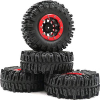 4pcs RC Rock Crawler 2.2 Mud Slingers Tires Super Grip Tyers Height 124mm & 2.2 Beadlock Wheel Rim Hex 12mm for RC Crawlers Truck