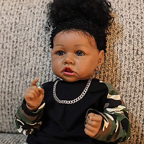 HOOMAI hoomai lifelike reborn baby dolls with soft body african american  realistic girl doll 22.8 inch best birthday gift set