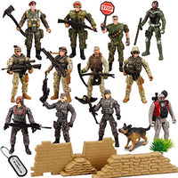 JOYIN 16 PCs Military Toy Soldiers Playset Army Men Figures with 12 Realistic Army Ranger Action Figures and Weapon Gear Accessories Military Combat Toys