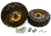 Load image into Gallery viewer, Integy RC Model Hop-ups C27037GOLD 2.2x1.5-in. High Mass Alloy Wheel, Tires &amp; 14mm Offset Hubs for 1/10 Crawler
