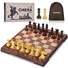 Load image into Gallery viewer, ColorGo Magnetic Travel Chess Set with 2 Extra Queens and Folding Games Board for Kids and Adults
