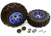 Load image into Gallery viewer, Integy RC Model Hop-ups C27040BLUE 2.2x1.75-in. High Mass Alloy Wheel, Tires &amp; 14mm Offset Hubs for 1/10 Crawler
